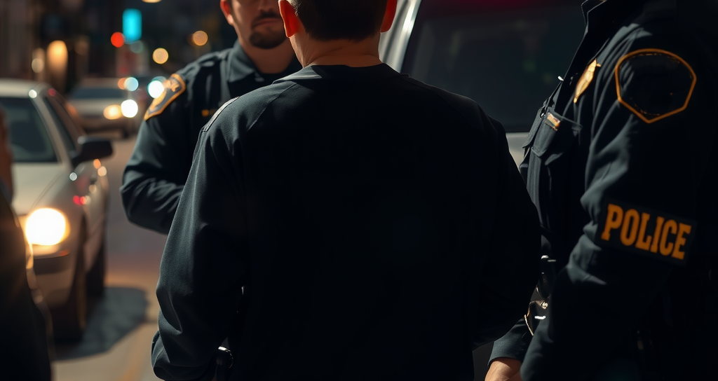 A man being arrested at night in Colorado